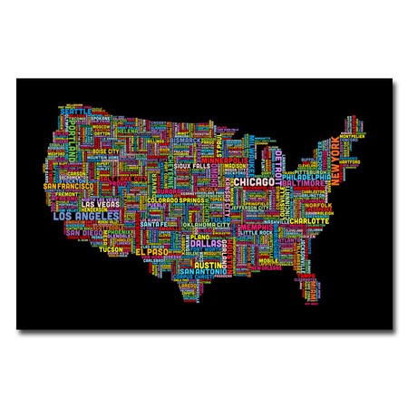 Trademark Fine Art Michael Tompsett 'US Cities Text Map II' Canvas Art, 16x24 MT0072-C1624GG